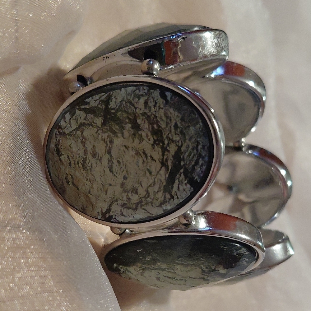 Silver and Black Stone Ring